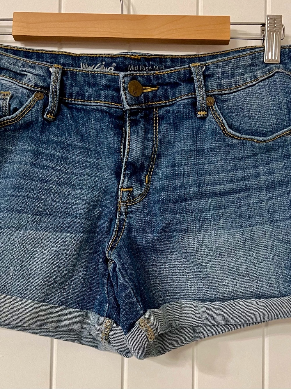 Mossimo Supply Co. Women's Mid-Rise Blue Denim Cuffed Shorts